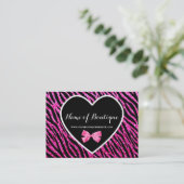 Carte De Visite Glam rose et noir Zebra FAUX Glitz Boutique (Debout devant)
