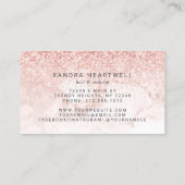 Carte De Visite Glam Rose Gold Blush Marble Glitter Script (Dos)