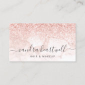 Carte De Visite Glam Rose Gold Blush Marble Glitter Script (Devant)