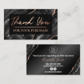 Carte De Visite Glam Rose Gold Damask Merci Pour Votre Achat (Devant / Derrière)