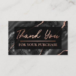 Carte De Visite Glam Rose Gold Damask Merci Pour Votre Achat