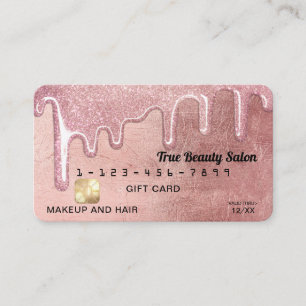 Carte De Visite Glam Rose Gold épais Parties scintillant Drift Cré