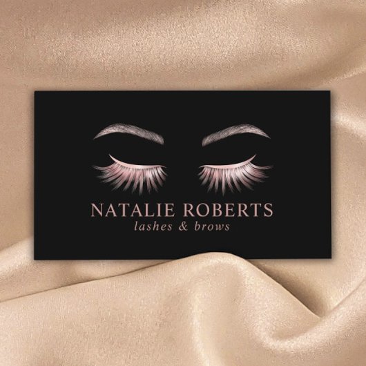 Carte De Visite Glam Rose Gold Eyelash Extensions Salon de beauté