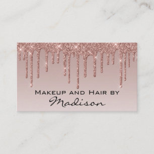 Carte De Visite Glam Rose Gold Faux Paillettes Gouttes Artiste Maq