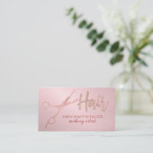 Carte De Visite Glam Rose Gold Foil Parties scintillant ciseaux Li (Debout devant)