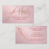 Carte De Visite Glam Rose Gold Foil Parties scintillant ciseaux Li (Devant / Derrière)