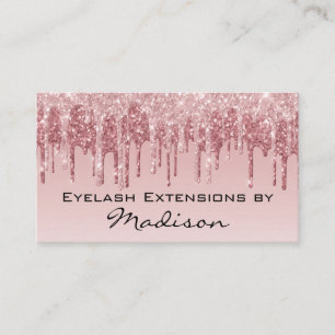 Carte De Visite Glam Rose Gold Pailleté Drips Maquillage Cils