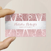 Carte De Visite Glam Rose Gold Parties scintillant cheveux Stylist