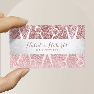 Carte De Visite Glam Rose Gold Parties scintillant cheveux Stylist