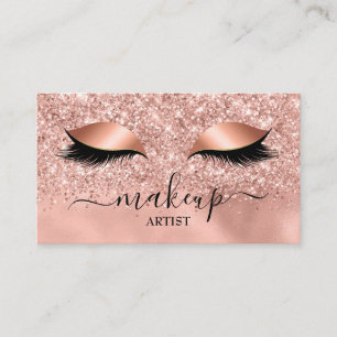 Carte De Visite Glam Rose Gold Parties scintillant Lashes Maquilla