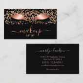 Carte De Visite Glam Rose Gold Parties scintillant Lashes Maquilla (Devant / Derrière)