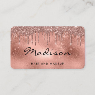 Carte De Visite Glam Rose Gold Parties scintillant métal cheveux e