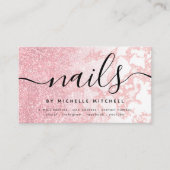 Carte De Visite Glam Rose Gold Parties scintillant Nails en marbre (Devant)
