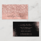 Carte De Visite Glam Rose Parties scintillant or Foil Design Profe (Devant / Derrière)