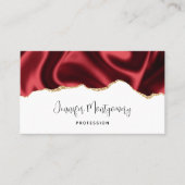 Carte De Visite Glam rouge foncé Satin foncé Design abstrait (Devant)