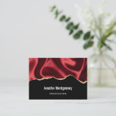 Carte De Visite Glam rouge foncé Satin foncé Design abstrait (Debout devant)