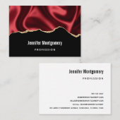 Carte De Visite Glam rouge foncé Satin foncé Design abstrait (Devant / Derrière)