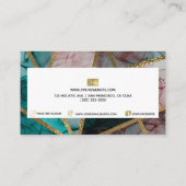 Carte De Visite Glam Rust Blush Turquoise & Gold Chic Moderne Glam (Dos)