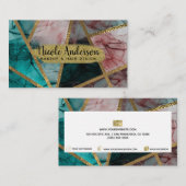 Carte De Visite Glam Rust Blush Turquoise & Gold Chic Moderne Glam (Devant / Derrière)