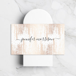 Carte De Visite Glam Script Rose Gold Confetti Pluie