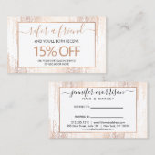 Carte De Visite Glam Script Rose Gold Confetti Pluie Référence (Devant / Derrière)