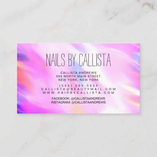 Carte De Visite Glam Sparkly Holographic Parties scintillant Polon (Dos)