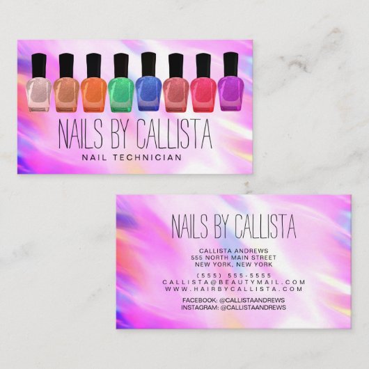 Carte De Visite Glam Sparkly Holographic Parties scintillant Polon (Devant / Derrière)