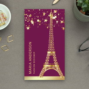Carte De Visite Glam Stars Confetti Gold Foil Paris Tour Eiffel