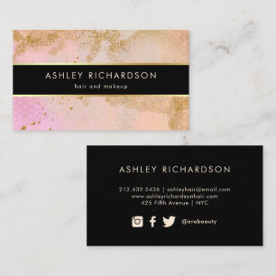 Carte De Visite Glam Stylish Blush Pink, Black et Faux Gold