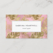 Carte De Visite Glam Tropical Foliage Or rose (Devant)