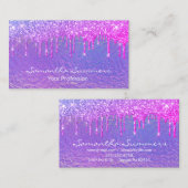 Carte De Visite Glam Unicorne Holographique Purple Iridescente (Devant / Derrière)