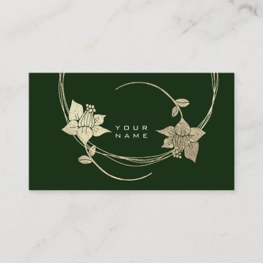 Carte De Visite Glam vert Foxier Gold Floral Lilac Cali (Devant)