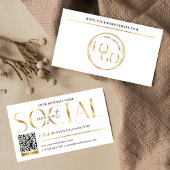 Carte De Visite Glam White & Gold Let's Get Social Media QR Code