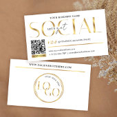 Carte De Visite Glam White & Gold Let's Get Social Media QR Code
