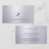 Carte De Visite Glamor Argent Look élégant Monogramme moderne chic (Devant / Derrière)