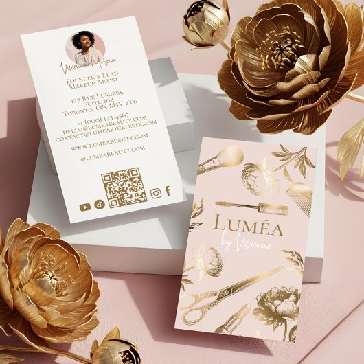 Carte De Visite Glamor Blush Pink Gold Beauty Salon Makeup Studio