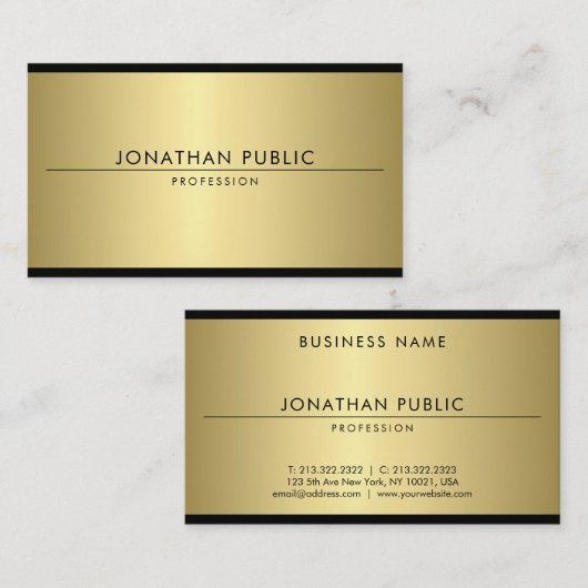 Carte De Visite Glamor Gold Look Moderne Élégant Simple Modèle (Devant / Derrière)