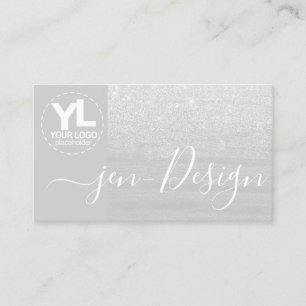 Carte De Visite Glamor Luxe Parties scintillant en argent Glam Log