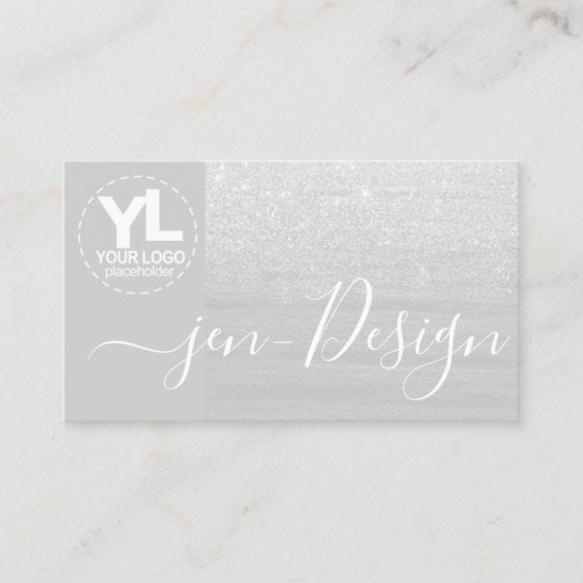 Carte De Visite Glamor Luxe Parties scintillant en argent Glam Log (Devant)