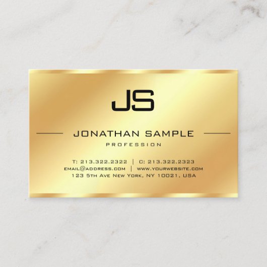 Carte De Visite Glamor Moderne Monogramme QR Code Gold Modèle (Devant)