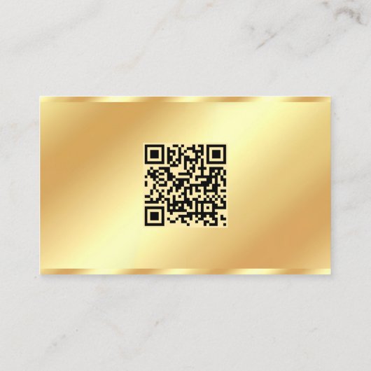 Carte De Visite Glamor Moderne Monogramme QR Code Gold Modèle (Dos)