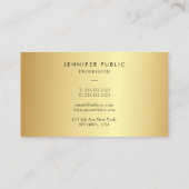 Carte De Visite Glamor Professionnel Élégant Moderne Modèle Or (Dos)