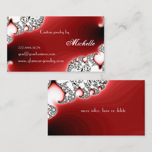 Carte De Visite Glamor Sparkle Rouge bijouterie / bijouterie (Devant / Derrière)
