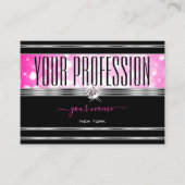Carte De Visite Glamorous Black Girly Pink Glitter Diamonds (Devant)