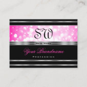 Carte De Visite Glamorous Black Girly Pink Glitter Initials (Devant)
