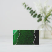 Carte De Visite Glamorous Forest Green Marble Chic Silver (Debout devant)