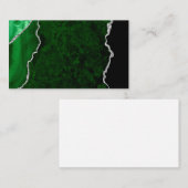 Carte De Visite Glamorous Forest Green Marble Chic Silver (Devant / Derrière)