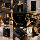 Carte De Visite Glamorous Gold & Black Lash Tech QR Code 