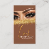 Carte De Visite Glamorous Gold & Brown Lash Tech QR Code  (Devant)