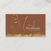 Carte De Visite Glamorous Gold & Brown Lash Tech QR Code  (Devant)
